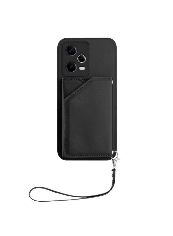 اس-توب جراب لهاتف Redmi Note 12 Pro 5G Skin Feel جراب هاتف بأربع فتحات للبطاقات مع حزام معصم - Image 2