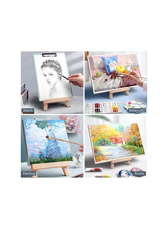 SYOSI Pcs Wooden Mini Easel Stand Small Triangle Tabletop Display Stand Artist Painting Holder Aframe Easel For Displaying Wedding Business Card Children Drawing Photos Numbering Calendar 20 X 15Cm - Image 2