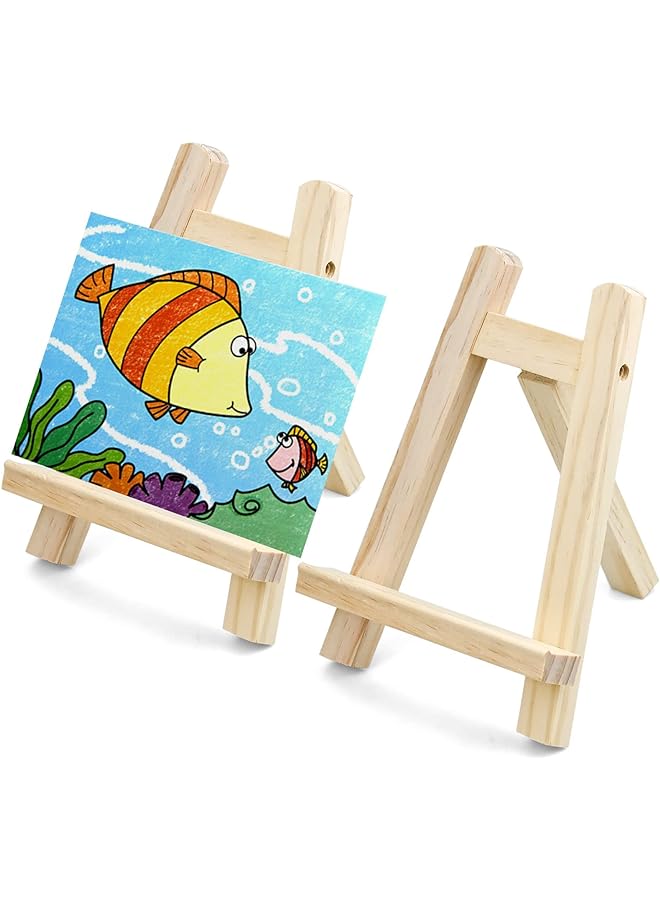 SYOSI Pcs Wooden Mini Easel Stand Small Triangle Tabletop Display Stand Artist Painting Holder Aframe Easel For Displaying Wedding Business Card Children Drawing Photos Numbering Calendar 20 X 15Cm - Image 1