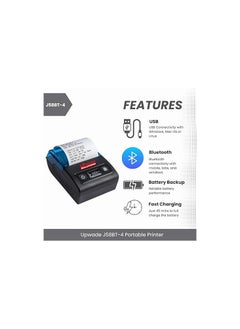 أب وايد طابعة فواتير حرارية Upwade محمولة صغيرة الحجم 2 بوصة بلوتوث + USB 58 مم للمطاعم والمبيعات والمطبخ وتجارة التجزئة تدعم Windows Android iOS  - Image 3