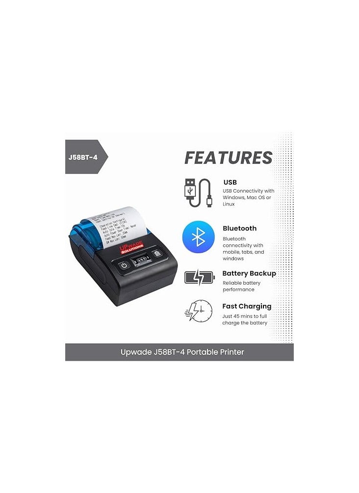 UPWADE Upwade Thermal Receipt Printer Portable Mobile Mini Small Printer 2 Inch Bluetooth + USB 58MM for Restaurant, Sales, Kitchen, Retail Supports Window Android iOS  - Image 3