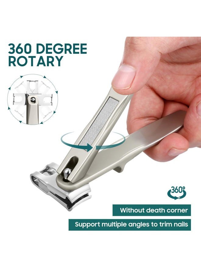 redriver Nail Clippers for Seniors, 360 Degree Rotary Fingernail and Toenail Clippers with Long Handle Ultra Sharp Sturdy Stainless Steel Heavy Duty Large Toe Nail Clippers for Thick Nails Built-in Nail File - Image 3