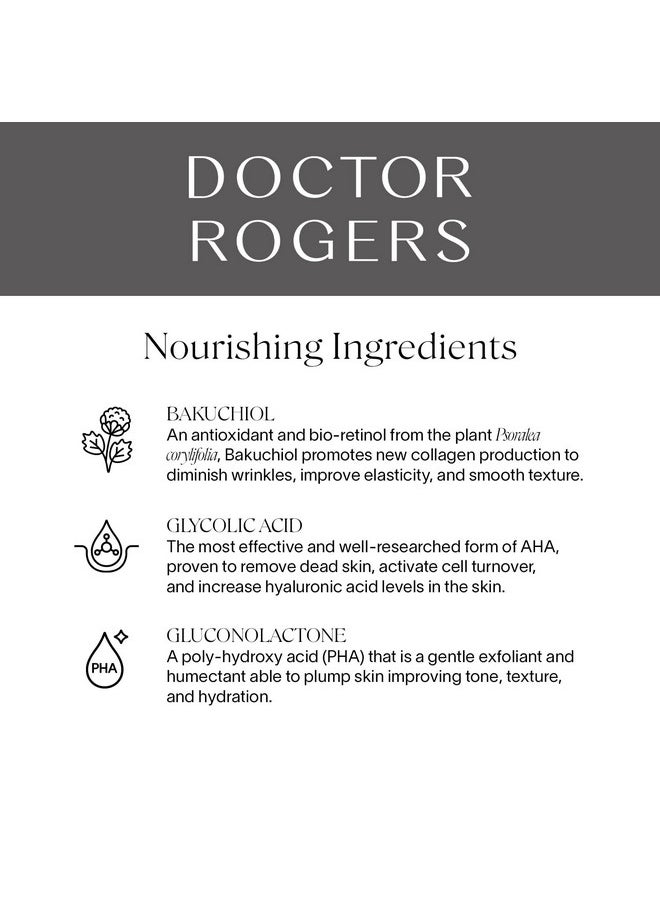 Doctor Rogers Restore - Doctor Rogers Night Repair Treatment Restoring & Hydrating Face Serum For Women & Men Antiaging Facial Serum For Skin Care Routine With Glycolic Acid Bakuchiol & Gluconolactone 30Ml - Image 1