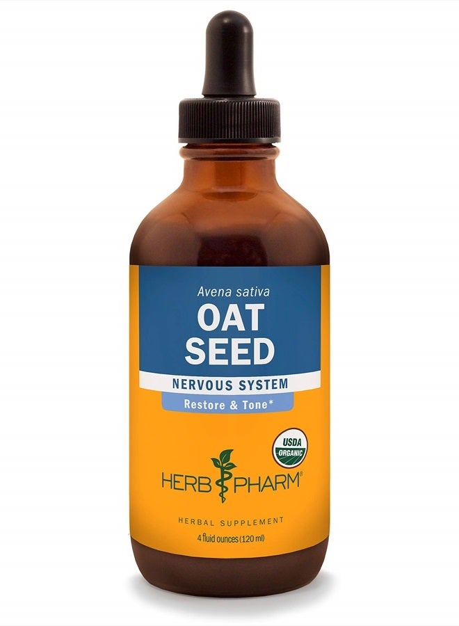 HERB PHARM Certified Organic Oat Seed Liquid Extract for Nervous System Support - 4 Ounce - Image 1