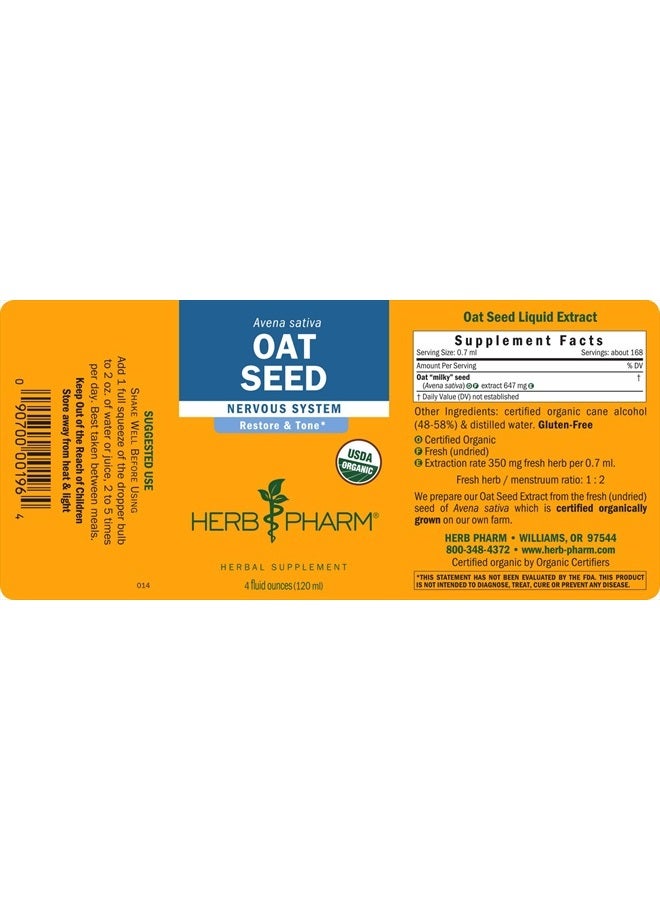 HERB PHARM Certified Organic Oat Seed Liquid Extract for Nervous System Support - 4 Ounce - Image 5
