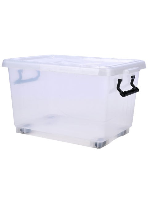 22L Clear Plastic Storage Box With Wheels & Lockable Lid  (White)