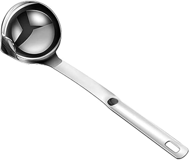 Perfect Pricee Stainless Steel Oil Separator Soup Ladle Gravy Food Fat Separator Skimmer Spoon Grease Strainer Separator Hot Pot Oil Filter Spoon for Home Kitchen and Cooking,Soup Colander 12 Inch - Image 1