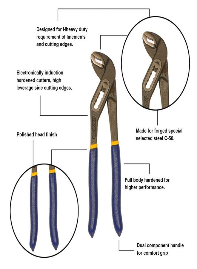 AGRICO Tata Agrico 10 Inch (250mm) Water Pump Plier | Adjustable Slip Joint Plumbing Grips | Multi-Purpose Hand Tool Used for Holding Nuts & Bolts and Gripping Irregular Shaped Objects (Pack of 2, PLW002) - Image 3