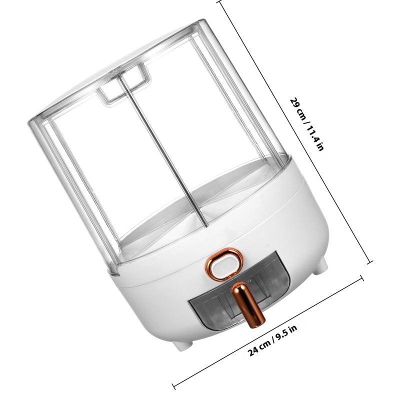 Rice Dispenser Rotating Dry Food Dispenser Grain Storage Container with 6 Compartments for Rice Beans - Image 2