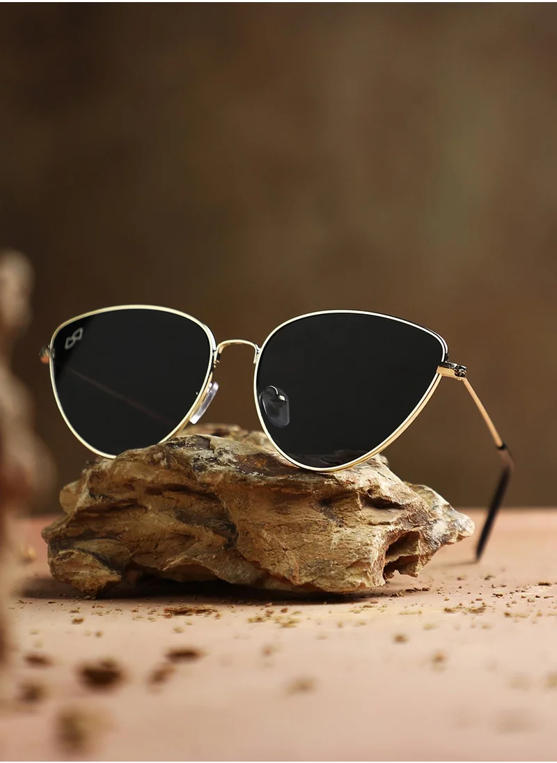 صوص هاوت Full Rim Cateye Sunglasses - Gold-Colour