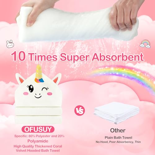 OFUSUY 12 PCS Baby Bath Towels for Infants Toddlers, 4 PCS Animal Hooded Baby Towels & 8 PCS Washcloths Set, Soft & Ultra Absorbent Newborn Bath Cute Essential Gifts for Boys & Girls - Image 5