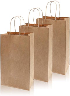 KK Kraft Paper Bags, 20 Pieces 8.26 * 4.17 * 10.63 Inch Brown Handles Kraft Paper Gift Bags Bulk Ideal for Supermarket Shopping, Craft Bags for Party Gifts, Bread Coffee, Restaurant Takeouts, Retail 