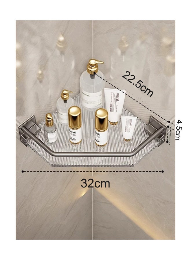Reelyo Single-Layer Corner Shower Rack Corner Shower Storage Rack Acrylic Shower Corner Rack No Drilling Required, Wall Sticker Installation Bathroom Storage Rack And Storage Rack, Space Saving - Image 2