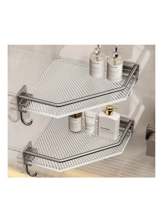 Reelyo Single-Layer Corner Shower Rack Corner Shower Storage Rack Acrylic Shower Corner Rack No Drilling Required, Wall Sticker Installation Bathroom Storage Rack And Storage Rack, Space Saving - Image 5