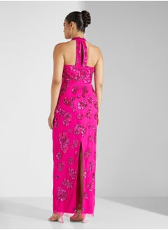 Adrianna Papell Bead Halter Column Dress  - Image 2