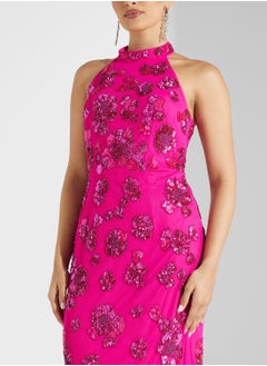 Adrianna Papell Bead Halter Column Dress  - Image 3