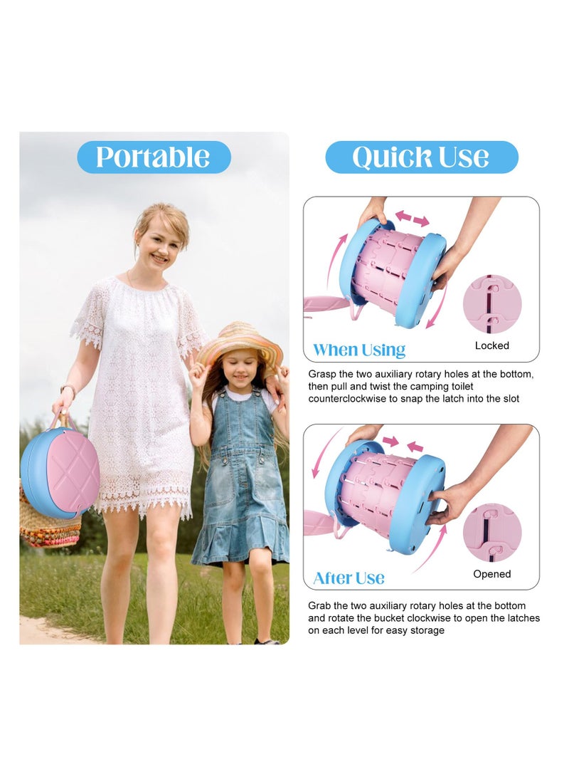 SYOSI Portable Toilet Camping Foldable Potty, Travel Toilet Adjustable Height Training Toilet Seat Emergency Toilet Travel, Travel Portable Potty for Toddler Adults Kids for Car, Camping, Trips, Boat  - Image 3
