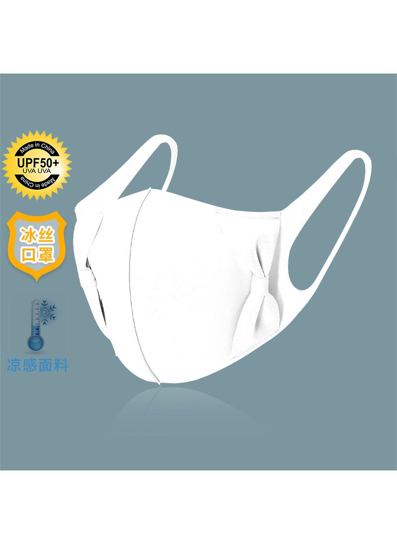 Generic 3D Stereoscopic Butterfly Knot Cloth Face Mask Women Washable Ice Silk Breathable Sun Protection Dustproof Elegant Style Bow one white 