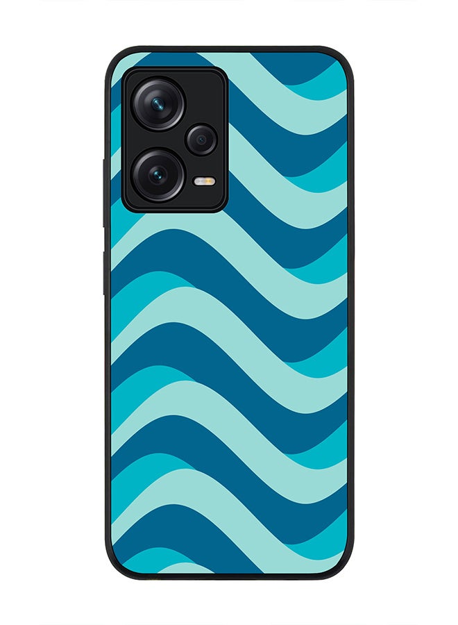 Stylizedd Rugged Black edge case for Redmi Note 12 Pro 5G Slim fit Soft Case Flexible Rubber Edges Anti Drop TPU Gel Thin Cover - Curvy Blue - Image 1