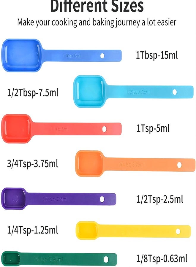 Hotsyang Plastic Measuring Cups and Spoons Set 15, Plastic Measuring Cups and Spoons for Kitchen & Baking, Metric & US 7 Measure Cup & 7 Measure Spoon with Leveler, Mixing Color (random rainbow) - Image 4