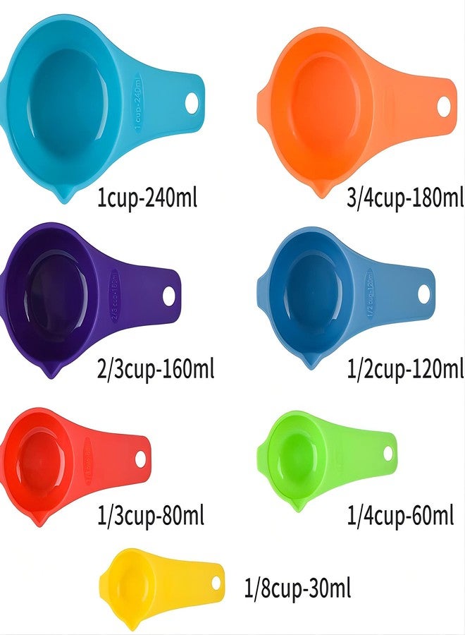 Hotsyang Plastic Measuring Cups and Spoons Set 15, Plastic Measuring Cups and Spoons for Kitchen & Baking, Metric & US 7 Measure Cup & 7 Measure Spoon with Leveler, Mixing Color (random rainbow) - Image 3