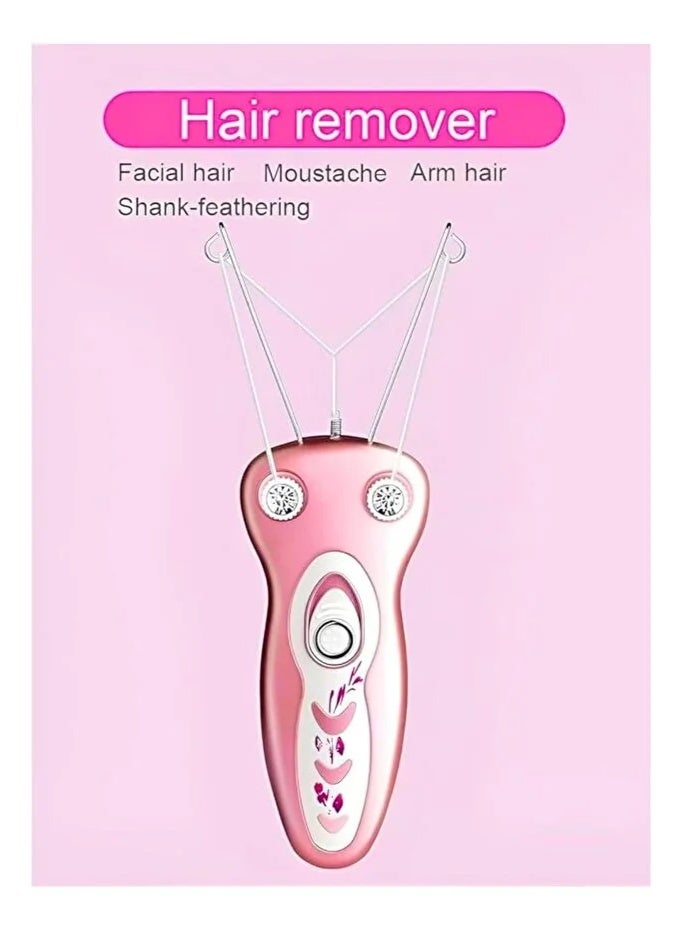 دالينغ مزيل شعر الوجه الكهربائي للنساء من دالنج - ماكينة إزالة شعر الوجه والشفة العلوية والذقن والذراعين - جهاز إزالة شعر الخيوط القطنية الأوتوماتيكي - وردي - Image 3