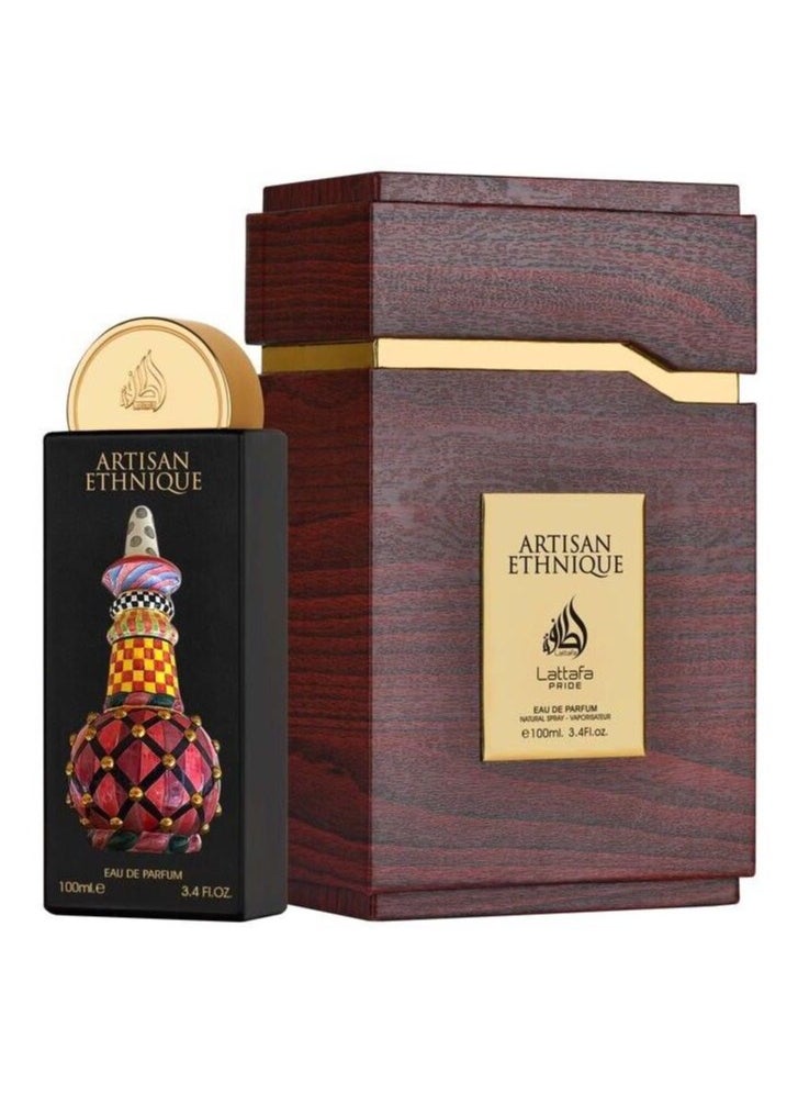 لطافة عطر أرتيسان إيثنيك أو دو بارفيوم من لطافة برايد - 100مل | عطر غني بمزيج من نكهات الكراميل والأمبروال للرجال والنساء  - Image 1