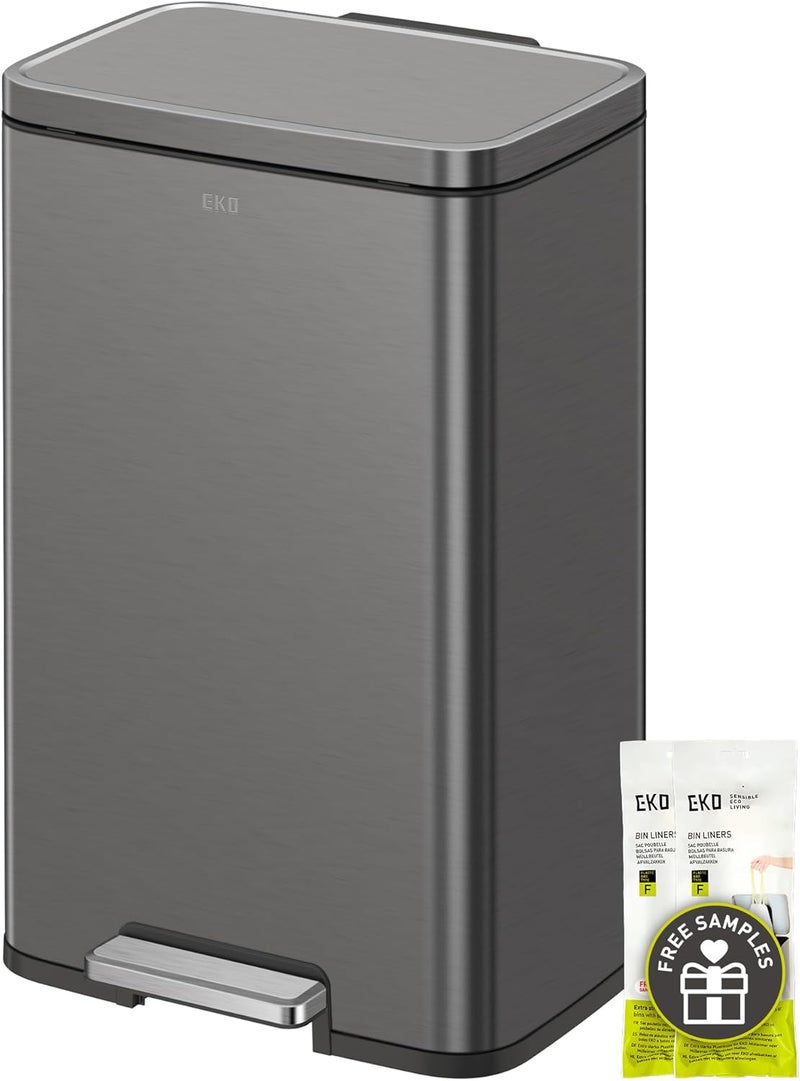 EKO Madison Gunmetal Stainless Steel 50 Liter/13.2 Gallon Step Trash Can with Inner Liner - Fingerprint Resistant Finish - Image 1
