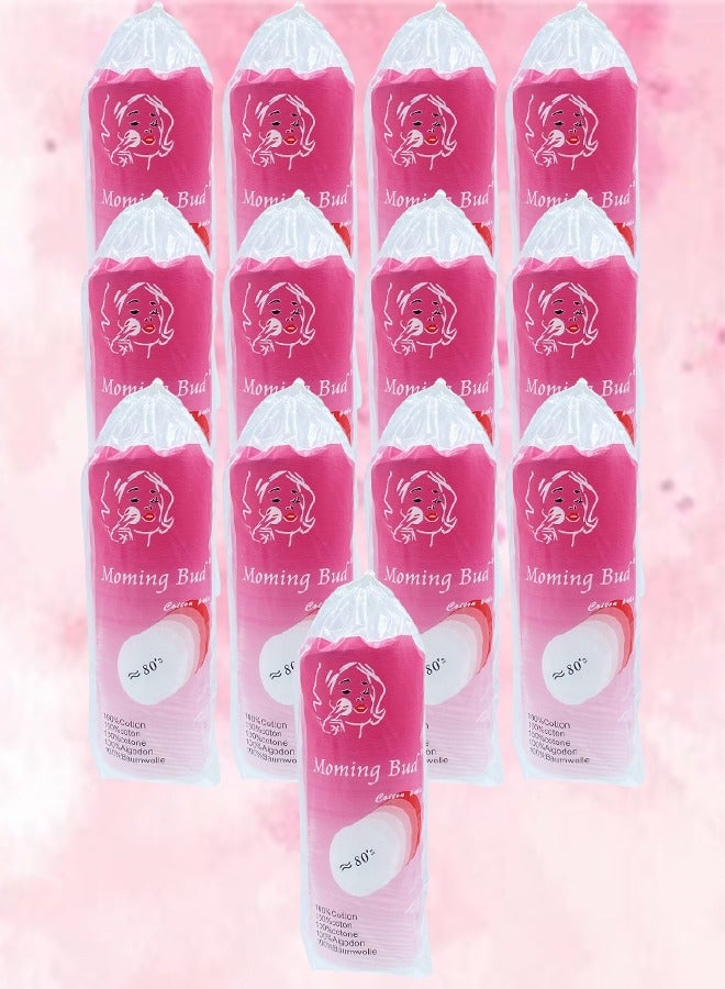 Bud 13 Packages Moming Bud Cotton Pad 80 Pieces - Image 1
