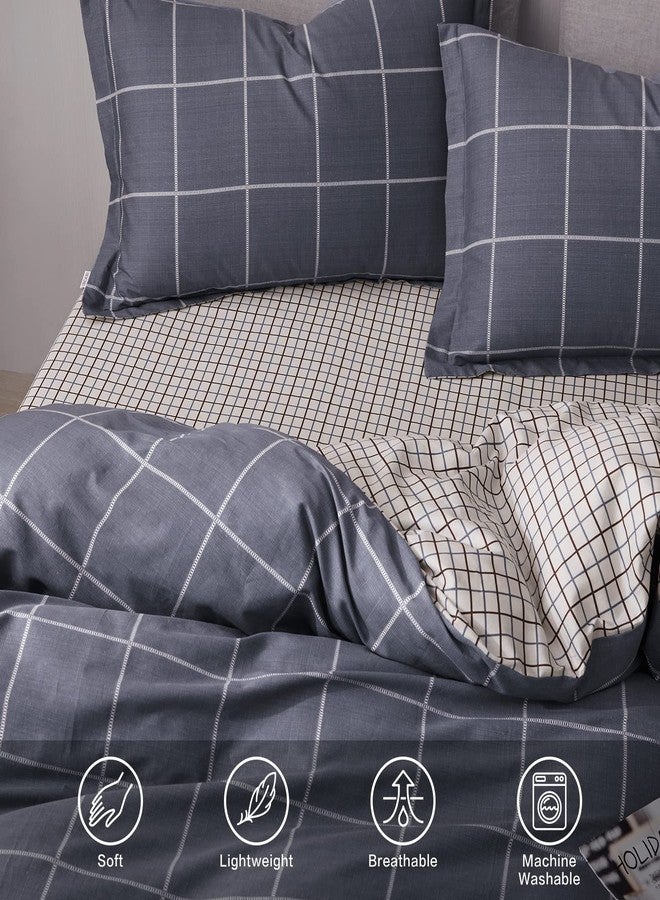 SAPHREAS طقم غطاء لحاف رمادي منقوش من سافرياس، غطاء لحاف قطني، طقم غطاء لحاف واحد وغطاءي وسادة، مقاس كوين - Image 4