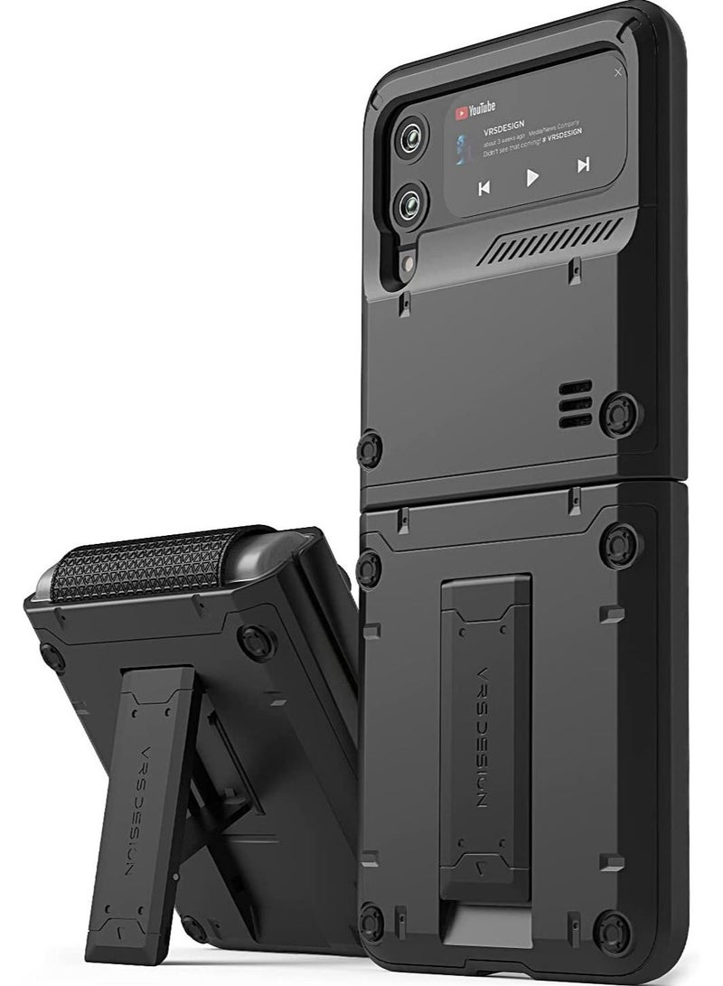 VRS Design Quickstand Active for Samsung Galaxy Z Flip 3 5G Case Cover (2021) with Kickstand - Matte Black  - Image 1