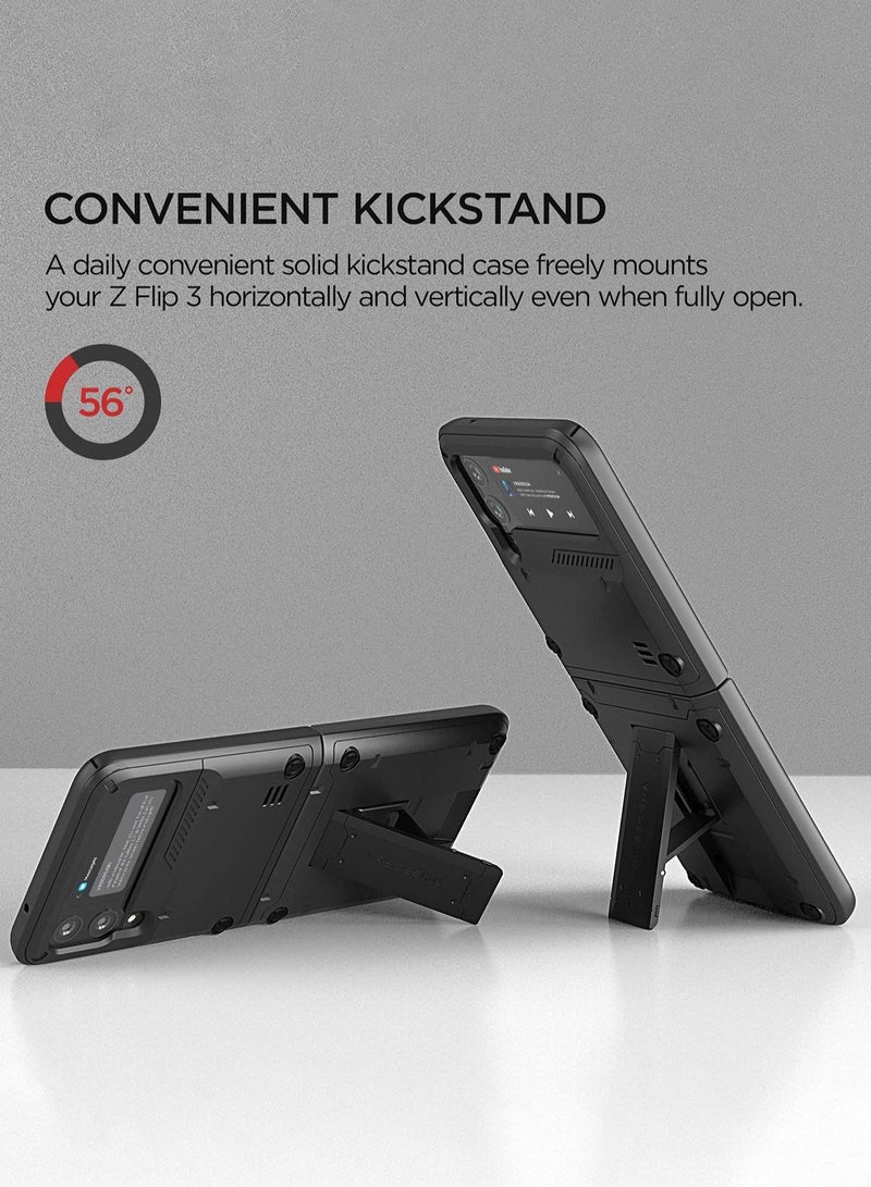 VRS Design Quickstand Active for Samsung Galaxy Z Flip 3 5G Case Cover (2021) with Kickstand - Matte Black  - Image 2
