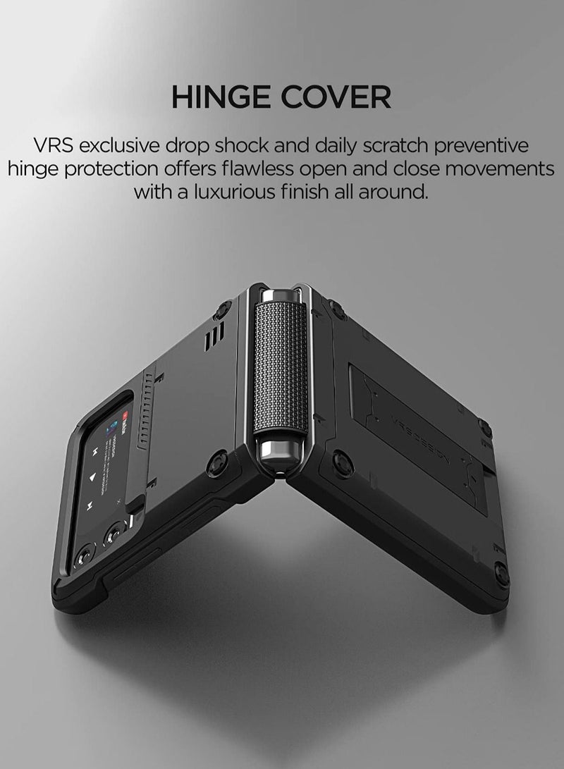 VRS Design Quickstand Active for Samsung Galaxy Z Flip 3 5G Case Cover (2021) with Kickstand - Matte Black  - Image 4