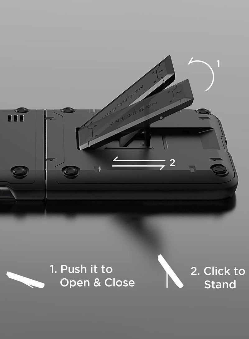 VRS Design Quickstand Active for Samsung Galaxy Z Flip 3 5G Case Cover (2021) with Kickstand - Matte Black  - Image 3