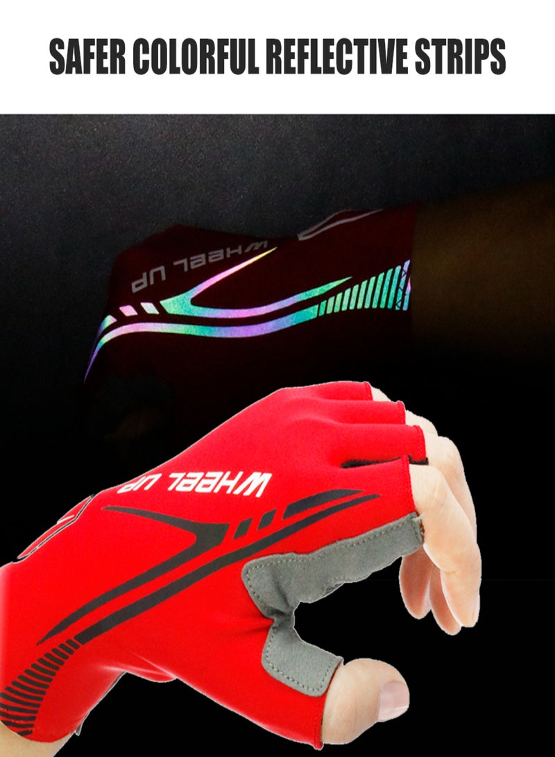 ويل آب قفازات ركوب الدراجات للرجال والنساء، قفازات رياضية بنصف أصابع لركوب الدراجات والتخييم والمشي لمسافات طويلة والقيادة وصيد الأسماك وتسلق الجبال - Image 4
