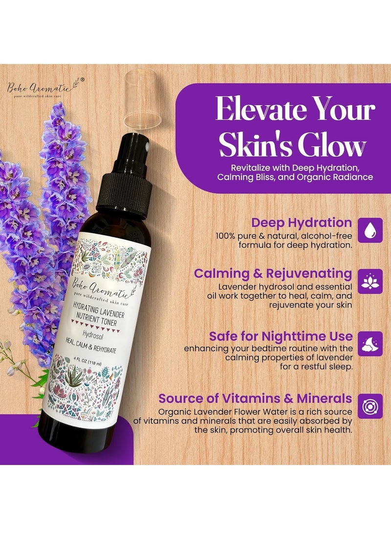Boho Aromatic Hydrating Lavender Nutrient Facial Spray, Face Mist Hydrating Spray, Natural Fresh Hydrosol Lavender Face Mist, Refresh Hydrate Face with a Mist, Skin Care 4 FL OZ  - Image 2