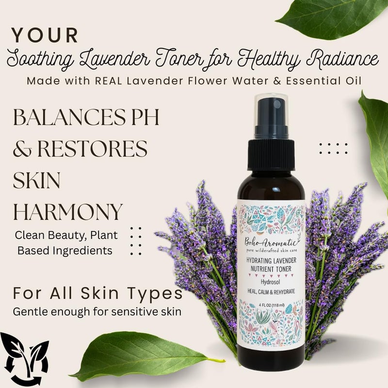 Boho Aromatic Hydrating Lavender Facial Mist â€“ Natural Face Spray Toner with Pure Lavender Hydrosol â€“ Refreshing & Calming Skincare Mist for Dry or Sensitive Skin â€“ 4 fl oz by Boho Aromatic - Image 2