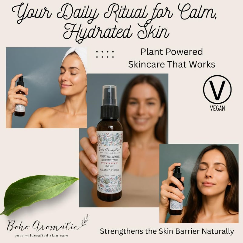Boho Aromatic Hydrating Lavender Facial Mist â€“ Natural Face Spray Toner with Pure Lavender Hydrosol â€“ Refreshing & Calming Skincare Mist for Dry or Sensitive Skin â€“ 4 fl oz by Boho Aromatic - Image 4