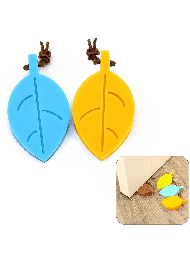 Syga SYGA 2 Pcs Silicone Leaf Shape Home Office Door Stop Stoppers Block Wedge Doorstops Random Color  - Image 1