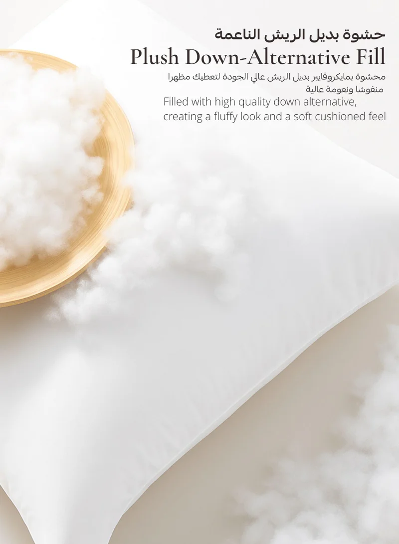 Donetella Cushion Insert 2-Piece 55x55 cm – Soft Brushed Microfiber Throw Pillow Insert, Fluffy & Supportive, Ideal for Sofa, Couch, Chair & Bed, White