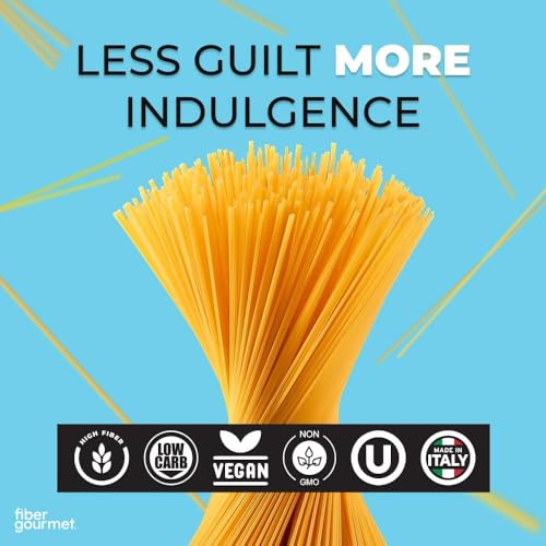 Fiber Gourmet Spaghetti Low Carb Pasta - Light Noodles with 24g Fiber, 110 Calories Per Serving, Vegan Non-GMO Kosher, Made in Italy, Healthy Guilt-Free Alternative - 6 Pack - Image 5