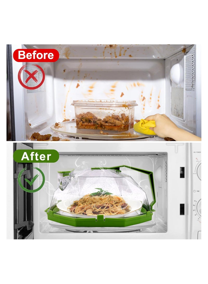 SYOSI Microwave Splatter Cover for Food Clear 10 Inch Microwave Splatter Cover with Water Storage Box Handle and Steam Vents Easy Grip BPA-Free Plate Cover Guard Lid Home Kitchen Essential Gadgets - Image 2