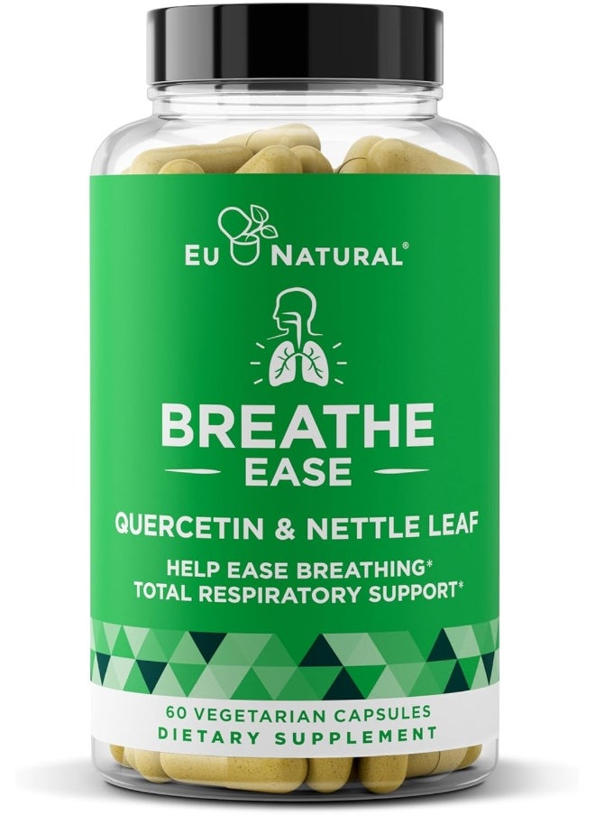 Eu Natural Breathe Inhaler Support Supplement – Sinus, Lungs, Open & Clear Airways – Seasonal Nasal Health, Bronchial Wellness, Healthy Chest – Quercetin, Vitamin D, Bromelain Pills – 60 Vegetarian Soft Capsules  - Image 1