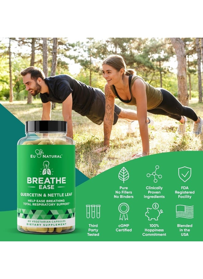 Eu Natural Breathe Inhaler Support Supplement – Sinus, Lungs, Open & Clear Airways – Seasonal Nasal Health, Bronchial Wellness, Healthy Chest – Quercetin, Vitamin D, Bromelain Pills – 60 Vegetarian Soft Capsules  - Image 4