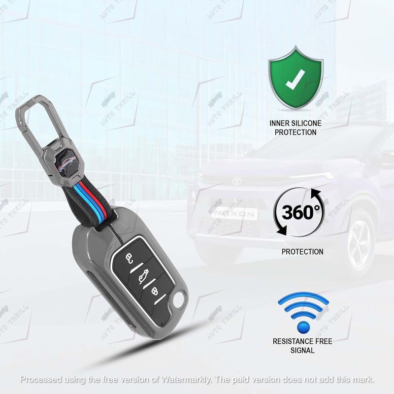 Auto Thrill Premium Metal Key Cover For Compatible With Mahindra Scorpio N | 3Xo | Xuv 300 | Marazzo | Xuv 700 | Xuv 400 Ev | Bolero | Thar 3 Button Flip Key (Black) - Image 4