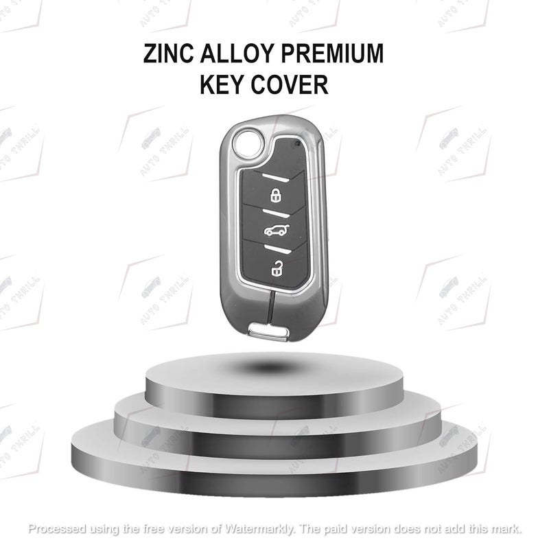 Auto Thrill Premium Metal Key Cover For Compatible With Mahindra Scorpio N | 3Xo | Xuv 300 | Marazzo | Xuv 700 | Xuv 400 Ev | Bolero | Thar 3 Button Flip Key (Black) - Image 2