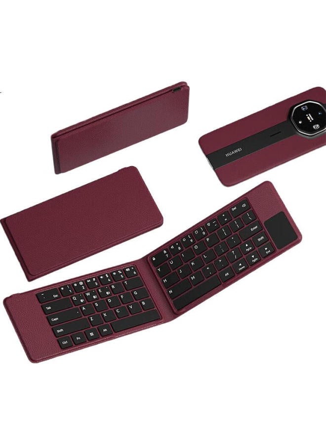 B.O.W [تفويض رسمي من هواوي] لوحة مفاتيح بلوتوث ذكية قابلة للطي ثلاثية، لوحة مفاتيح خارجية لاسلكية لأجهزة اللابتوب، الهواتف الذكية، الأجهزة اللوحية، لوحة مفاتيح عالمية، حمراء - Image 1
