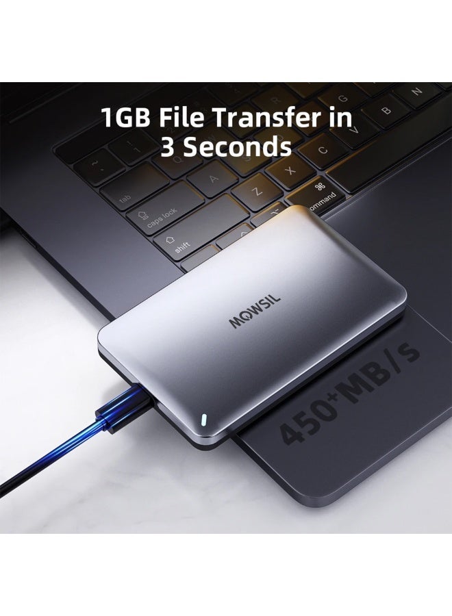 Mowsil 2.5" SATA/SSD Enclosure, USB-C & USB 3.0, 6Gbps High-Speed, Tool-Free, Portable HDD/SSD Case - Image 2