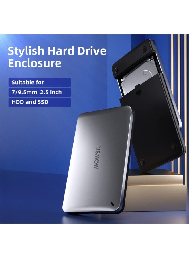 Mowsil 2.5" SATA/SSD Enclosure, USB-C & USB 3.0, 6Gbps High-Speed, Tool-Free, Portable HDD/SSD Case - Image 5