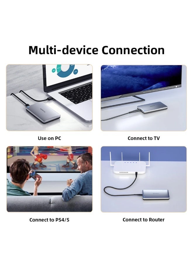 Mowsil 2.5" SATA/SSD Enclosure, USB-C & USB 3.0, 6Gbps High-Speed, Tool-Free, Portable HDD/SSD Case - Image 4